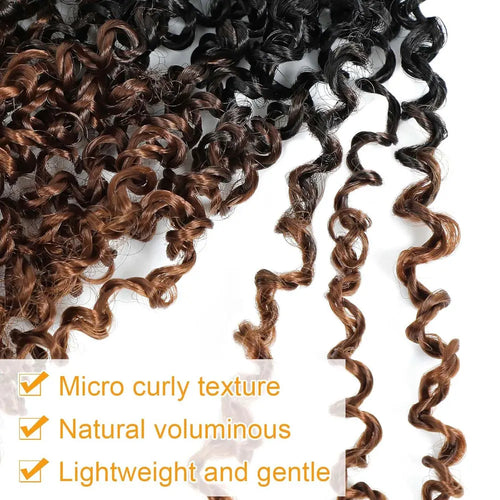 8"Yanky Twist Crochet Hair Pre-Looped Ombre Brown Synthetic Crochet Hair with Curly Ends Yank Twist Crochet Hair For Black Women
