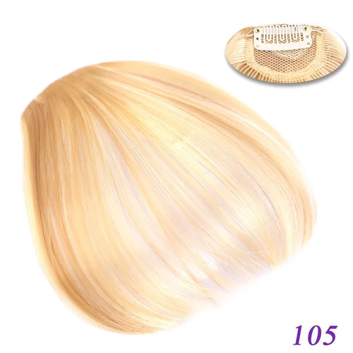 LM Natural Straight Synthetic Blunt Bangs High Temperature Fiber Brown Women Clip-In Full Bangs With Fringe Of Hair 6 Inch