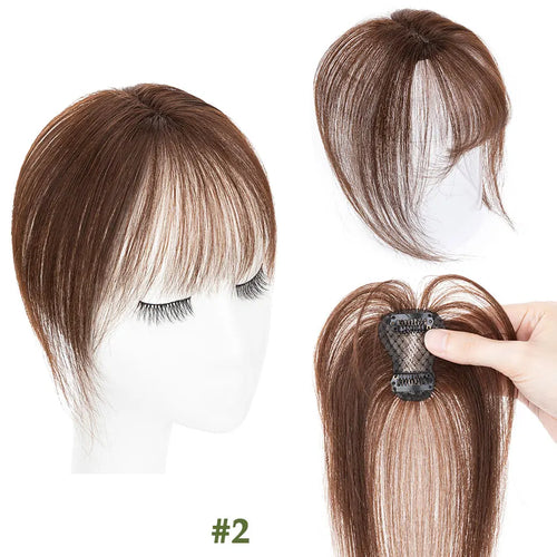 S-noilite 2.4"x3.15" Fringe Air Bang 100% Human Hair Topper Natural Hairline for Women Clip In Hairpieces 10g Light Bangs 10"