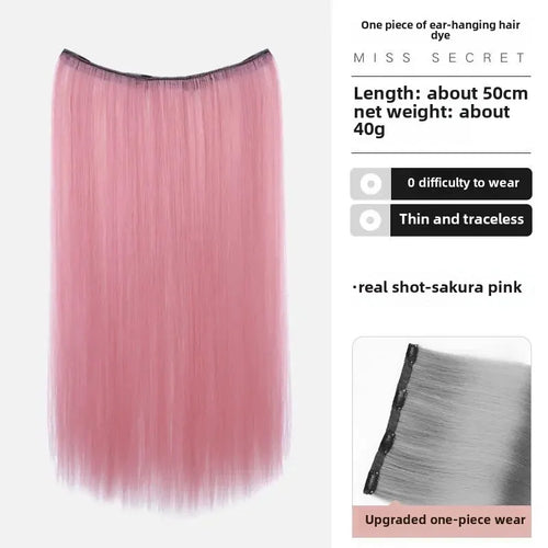 Pink Hair Extension Piece Invisible Traceless Inner Dyed Highlighted Hair Extensions Full Volume Colorful Hair Pieces