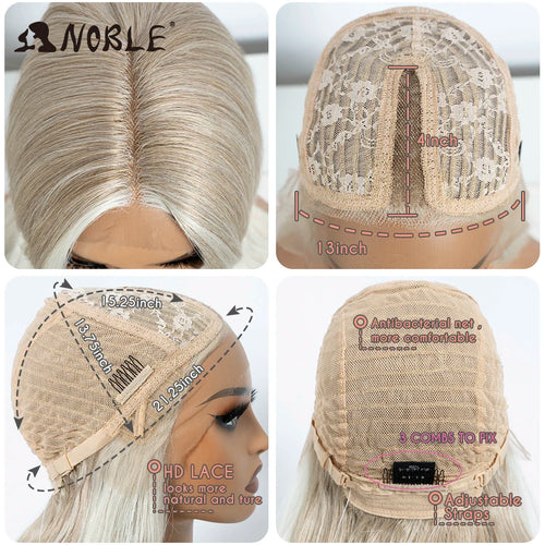 Noble Synthetic Lace Front Wig Straight Bangs Lace Wig 14 Inc Cosplay Ombre Blonde Wigs For Women Lace Wig Synthetic Lace Wig