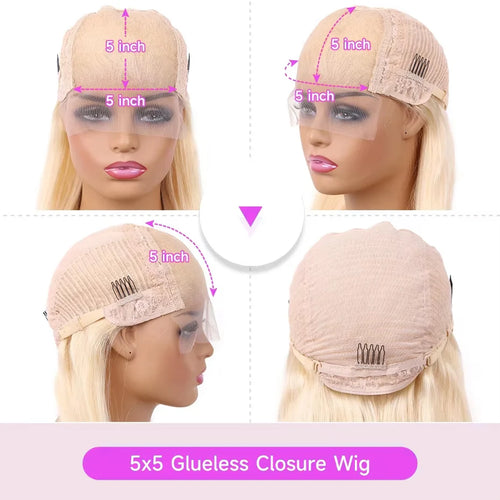 Glueless Wig 613 Blonde Body Wave 5X5 Ready and Go Glueless Human Hair Wig Vietaese Raw Human Hair Hd Lace Frontal Wig For Women
