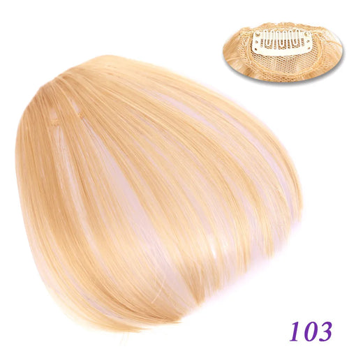 LM Natural Straight Synthetic Blunt Bangs High Temperature Fiber Brown Women Clip-In Full Bangs With Fringe Of Hair 6 Inch