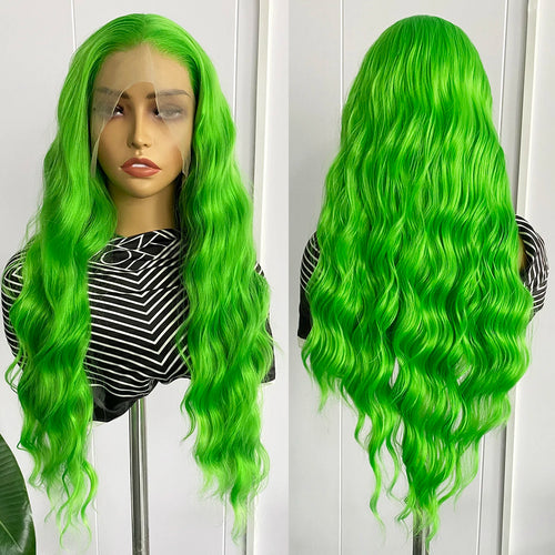 AIMEYA Platinum Blonde Lace Front Wigs for Women Long Natural Wave Synthetic Hair  Heat Resistant Fiber Hair Free Part