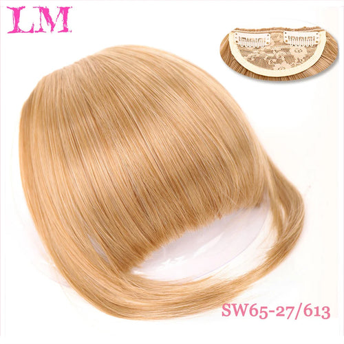 LM Natural Straight Synthetic Blunt Bangs High Temperature Fiber Brown Women Clip-In Full Bangs With Fringe Of Hair 6 Inch