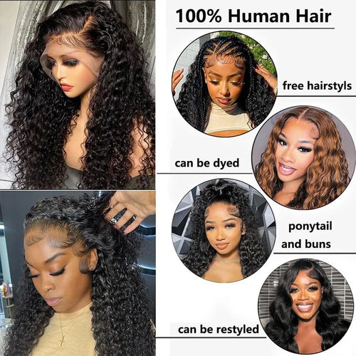 36 34 Inch Deep Wave Frontal Wig 13X6 Lace Brazilian Human Hair Wig 13x4 Lace Frontal Wig Kinky Curly Human Hair Wig For Women