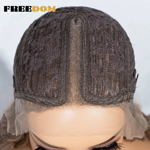 FREEDOM Synthetic Lace Front Wigs 34 Inch Super Long Curly Lace Wigs For Women Ombre Brown Lace Front Cosplay Wigs