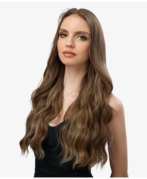 SARLA Synthetic Wave Invisible Wire With Clips Hair Extensions Fish Line Natural Blonde Clip In Hairpiece Fake Hair Piece