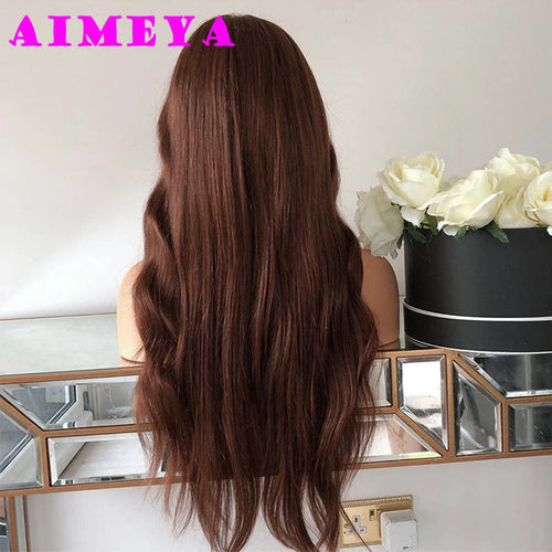 AIMEYA Platinum Blonde Lace Front Wigs for Women Long Natural Wave Synthetic Hair  Heat Resistant Fiber Hair Free Part