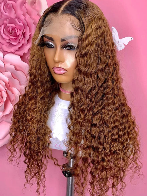 Preplucked 26inch Soft Lace Front Wigs Ombre Black Blonde Kinky Curly Synthetic For African Women Glueless Baby Hair Daily