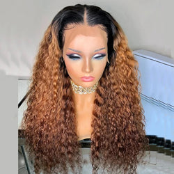 Preplucked 26inch Soft Lace Front Wigs Ombre Black Blonde Kinky Curly Synthetic For African Women Glueless Baby Hair Daily