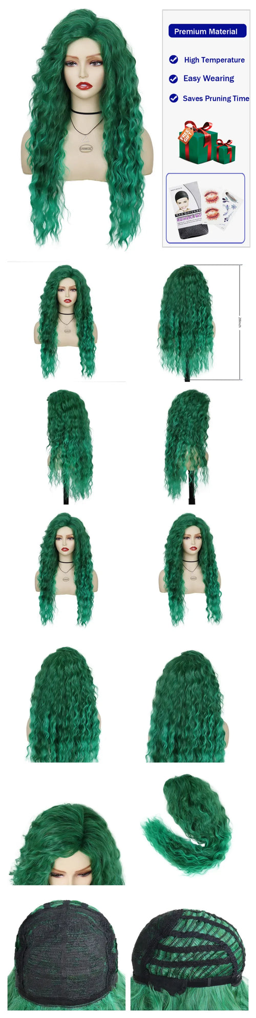 Womens Wig Long Synthetic Hair Ombre Blonde Curly Wigs Female Natural Wavy Drag Queen Regular Wig 80s Gradient Wigs for Student