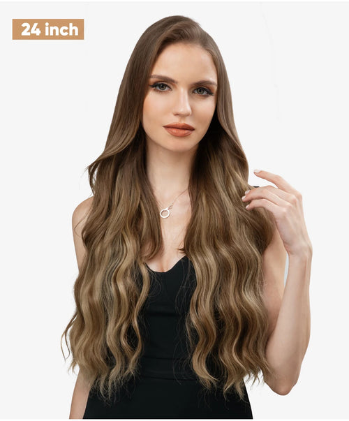 SARLA Synthetic Wave Invisible Wire With Clips Hair Extensions Fish Line Natural Blonde Clip In Hairpiece Fake Hair Piece