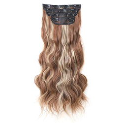 Clip in Long Wavy Synthetic Hair Extension 16/20/24 Inch 4PCS  to Hairpieces Fiber Thick Double Weft Hair Extension for Women