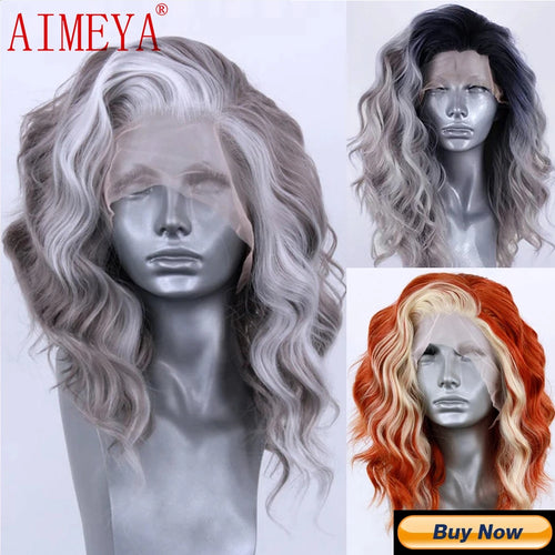 AIMEYA Synthetic Lace Front Wigs for Women Natural Hairline Synthetic Hair Lace Wig Long Brown Wig PrePlucked Cosplay Woman Wigs