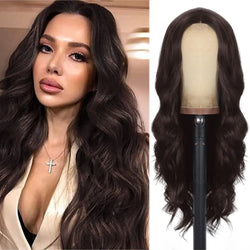 Fashion black brown synthetic wig in long curly hair full head set high temperature silk chemical fiber big wave head set