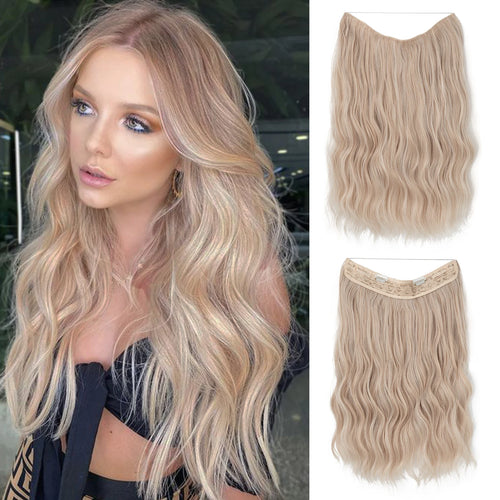 SARLA Synthetic Wave Invisible Wire With Clips Hair Extensions Fish Line Natural Blonde Clip In Hairpiece Fake Hair Piece