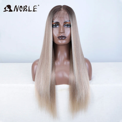 Noble Synthetic Lace Front Wig 13X7 Straight Baby Hair Wig 30 Inch Lace Wig For Women Lace Front Wig Ombre Blonde Cosplay Wig
