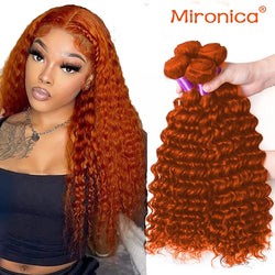 Deep Wave Bundles Human Brazilian Remy Hair Extensions Orange Ginger Color Hair Weaving Double Wefts Free Shipping 1/3/4 Pieces