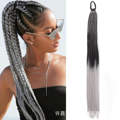28-Inch Straight Synthetic Ponytail Extension – Elastic Wrap-Around Hairpiece