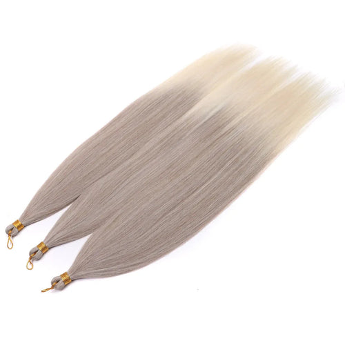 28-Inch Yaki Straight Hair Bundles – 3 Pieces, 300g Ombre Brown Synthetic Pony Hair for Women