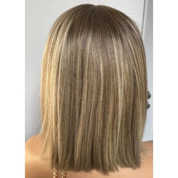 Warm Honey Blonde Lace Front Bob Wig – 150% Density, Straight Synthetic Hair for Women