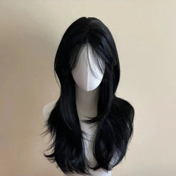 Ashley™ Headband Wig – Soft Black Waves with Chic French Bangs