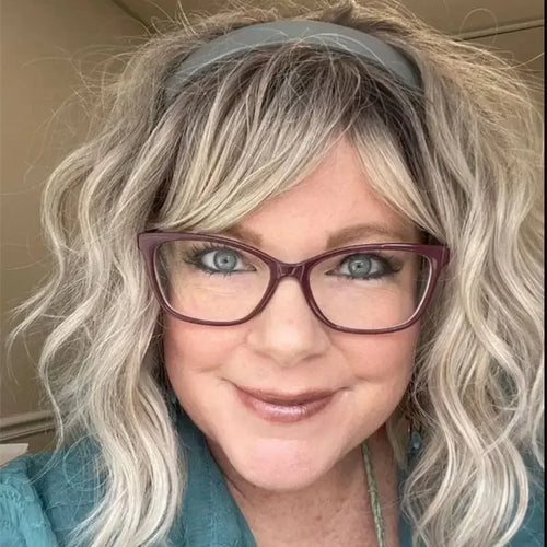 Short Bob Wig with Water Waves & Bangs – Ombre Ash Blonde HD Lace Front