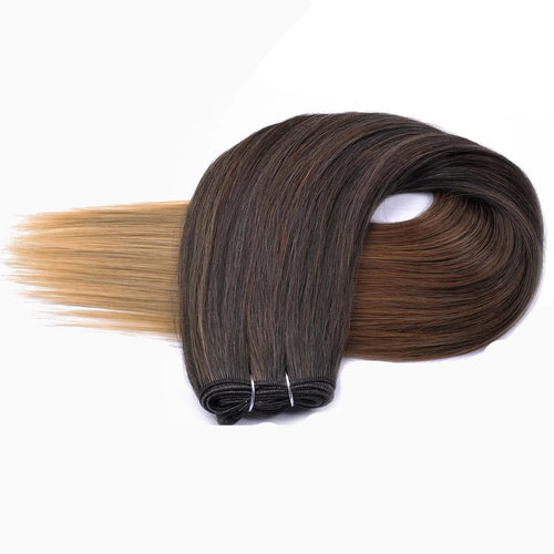 26-Inch Straight Synthetic Hair Bundles – 150g Ombre Brown, Full-Volume Extensions for Women