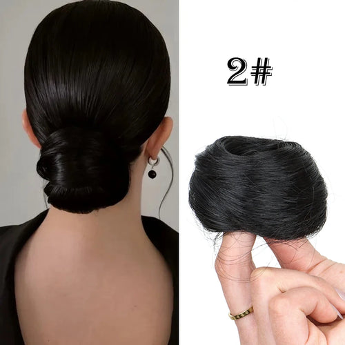 Synthetic Elastic Messy Bun Hairpieces Curly Scrunchie Black Blonde Brown Chignon Band Updo Donut for Women Fake Hair