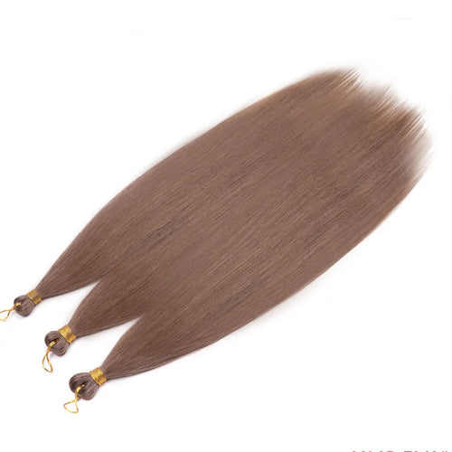 28-Inch Yaki Straight Hair Bundles – 3 Pieces, 300g Ombre Brown Synthetic Pony Hair for Women