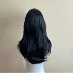 Black Wig Female Headband Body Wavy Rose Hair Net Models in French Bangs High Quality Simulation Hair Synthetic Wig