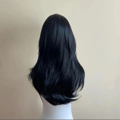 Black Wig Female Headband Body Wavy Rose Hair Net Models in French Bangs High Quality Simulation Hair Synthetic Wig