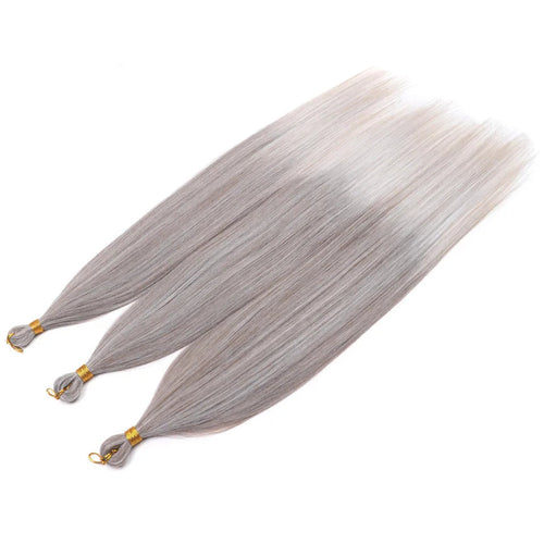 28-Inch Yaki Straight Hair Bundles – 3 Pieces, 300g Ombre Brown Synthetic Pony Hair for Women
