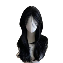 Black Wig Female Headband Body Wavy Rose Hair Net Models in French Bangs High Quality Simulation Hair Synthetic Wig