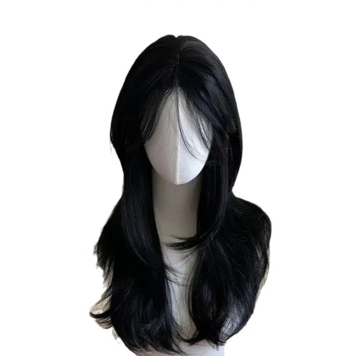 Black Wig Female Headband Body Wavy Rose Hair Net Models in French Bangs High Quality Simulation Hair Synthetic Wig