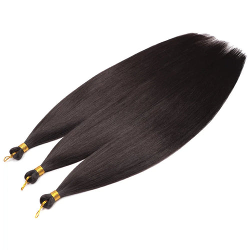 28-Inch Yaki Straight Hair Bundles – 3 Pieces, 300g Ombre Brown Synthetic Pony Hair for Women