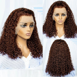 350% Density Red Water Wave Human Hair Wig – 13X4 Lace Frontal
