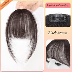 Synthetic Clip-On Bangs Hairpiece – Forehead Fringe with Sideburns, Natural-Look Hair for Women