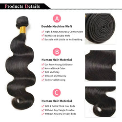 Body Wave Bundles Human Hair Natural Black Brazilian Hair Weave Bundles Human Hair Extensions 1 3 4 PCS Bundles