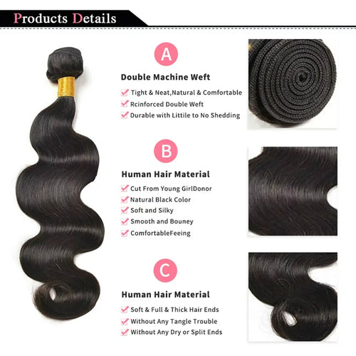 Body Wave Bundles Human Hair Natural Black Brazilian Hair Weave Bundles Human Hair Extensions 1 3 4 PCS Bundles