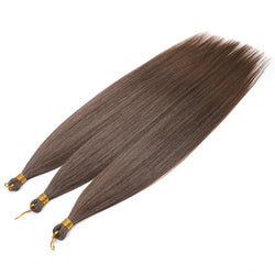 28-Inch Yaki Straight Hair Bundles – 3 Pieces, 300g Ombre Brown Synthetic Pony Hair for Women
