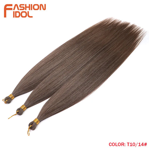 Extensions de cheveux lisses Yaki en queue de cheval, paquet de 28, brun ombré