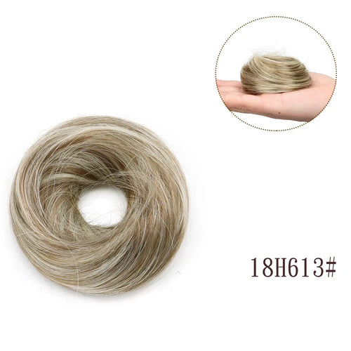 Synthetic Elastic Messy Bun Hairpieces Curly Scrunchie Black Blonde Brown Chignon Band Updo Donut for Women Fake Hair