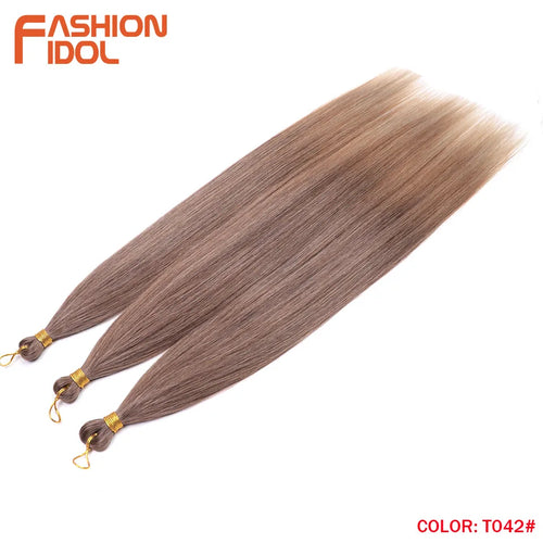 Extensions de cheveux lisses Yaki en queue de cheval, paquet de 28, brun ombré