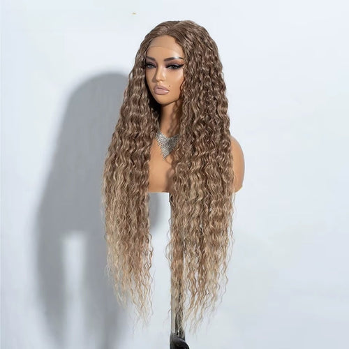 FREEDOM 34 Inch Curly Synthetic Lace Front Wig – Ombre Brown