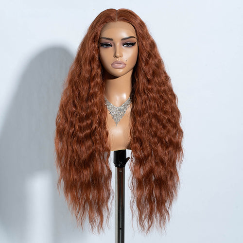 FREEDOM Curly Synthetic Lace Front Wig – 30 Inch Ombre Blonde with Ginger Highlights
