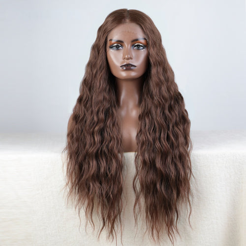 FREEDOM Curly Synthetic Lace Front Wig – 30 Inch Ombre Blonde with Ginger Highlights