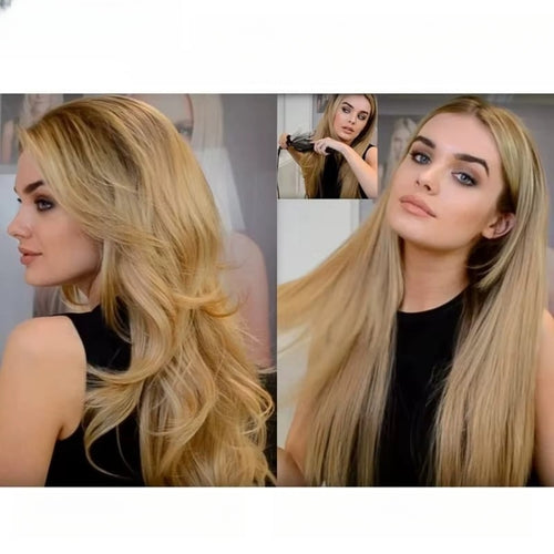 24 Inch Synthetic Long Wavy Half Wig – Blonde Clip-In Hair