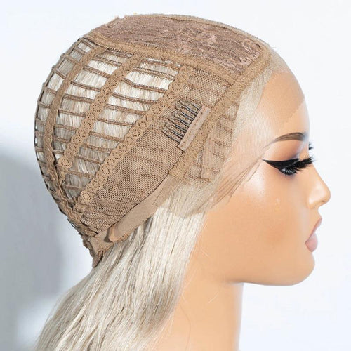 FREEDOM Curly Synthetic Lace Front Wig – 30 Inch Ombre Blonde with Ginger Highlights